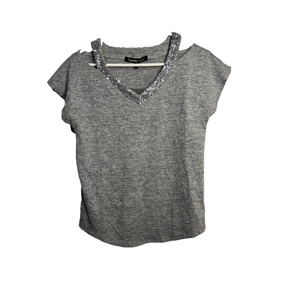 louise paris womens grey short sleeve shirt size‎ small